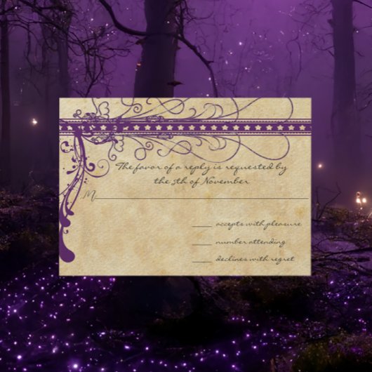 Invitation Violet Faux Parchemin Renaissance Médiévale 
