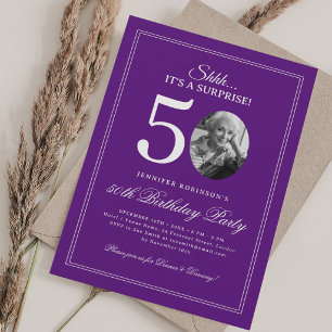 Invitation Violet Fête surprise pour 50e anniversaire