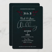 Invitation Violet Feuille Noir moderne Glam Mariage gothique (Devant / Derrière)