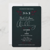 Invitation Violet Feuille Noir moderne Glam Mariage gothique (Devant)
