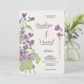 Invitation Violet Fleurs Letterpress Style Mariage (Debout devant)