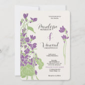 Invitation Violet Fleurs Letterpress Style Mariage (Devant)