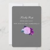 Invitation Violet Floral Bohème Gris Foncé Changeant Charbon (Dos)
