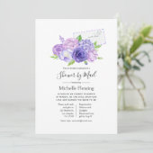 Invitation Violet Floral Bridal ou Baby shower par la poste (Debout devant)