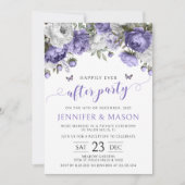 Invitation Violet floral heureux jamais après l'invitation de (Devant)