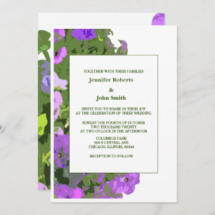 Invitation Violet Floral Sage Vert Blanc Élégant Mariage