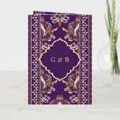 Invitation Violet foncé Jaune Ikat Combinaison Sikh Mariage (Dos)