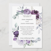 Invitation Violet foncé, Lavande, Mariage floral blanc (Devant)