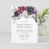 Invitation Violet foncé, mauve, rouge, rose Mariage floral (Debout devant)