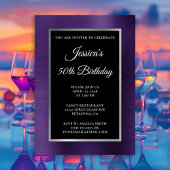 Invitation Violet foncé violet violet argenté noir 50e annive