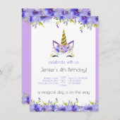 Invitation Violet frais | Décor de fête d'anniversaire de la (Devant / Derrière)