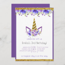 Violet frais | Unicorn fille anniversaire