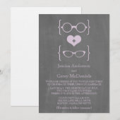 Invitation Violet Geeky Lunettes Chalkboard Mariage Inviter (Devant / Derrière)