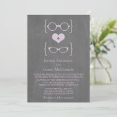 Invitation Violet Geeky Lunettes Chalkboard Mariage Inviter (Debout devant)