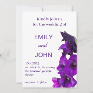 Invitation Violet Gladiolus Floral Mariage