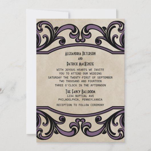 Invitation Violet Gothique Fils Mariage Inviter (Devant)