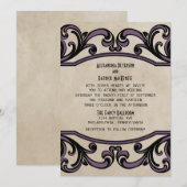 Invitation Violet Gothique Fils Mariage Inviter (Devant / Derrière)