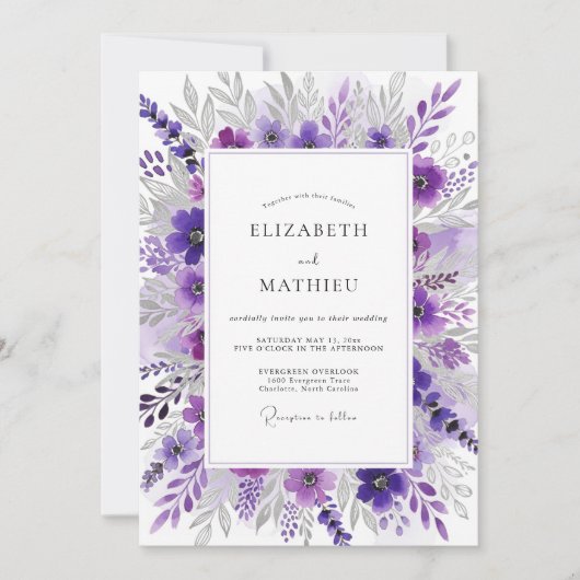 Invitation Violet Graceful Spring Wedding (Devant)