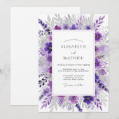 Invitation Violet Graceful Spring Wedding (Devant / Derrière)