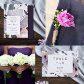 Invitation Violet Gras Abstrait Floral Mauve