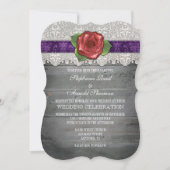 Invitation Violet Gris Rustique Bois Rose Mariage Inviter (Devant)