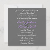 Invitation Violet gris rustique coeur rime mariage invite (Dos)