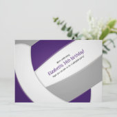 Invitation violet gris volley filles garçons fête d'anniversa (Debout devant)