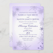 Invitation Violet hiver Mariage de gemmes de flocon de neige (Devant / Derrière)