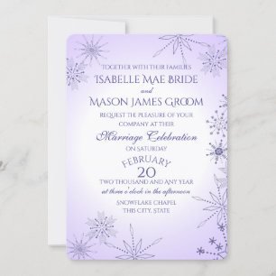 Invitation Violet hiver Mariage de gemmes de flocon de neige