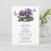 Invitation Violet Hydrangea Butterfly Candles Fête des mariée (Debout devant)