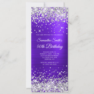 Invitation Violet Indigo Paillettes Argent 50e Anniversaire