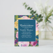 Invitation Violet Jaune Floral Marine Bleu Quinceañera (Debout devant)