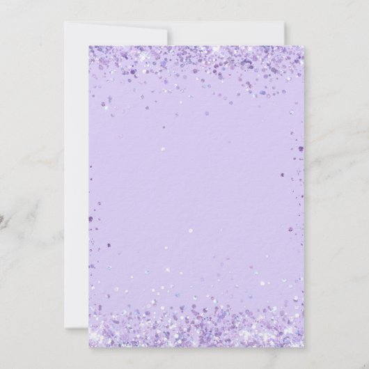 Invitation Violet lavande confetti script luxe mariage (Dos)