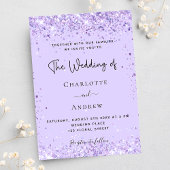 Invitation Violet lavande confetti script luxe mariage