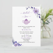 Invitation Violet Lavande et Argent Floral Thé nuptial (Debout devant)
