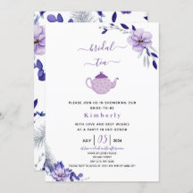 Violet Lavande et Argent Floral Thé nuptial