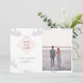 Invitation Violet Lavande & Peach Photo Enregistrer La Date (Debout devant)