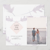 Invitation Violet Lavande & Peach Photo Enregistrer La Date (Devant / Derrière)