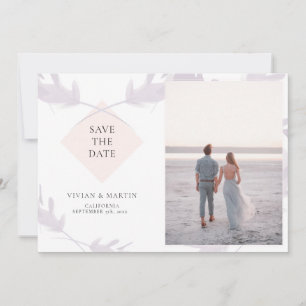 Invitation Violet Lavande & Peach Photo Enregistrer La Date