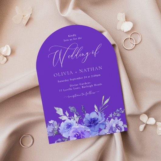 Invitation Violet Lavande Violet Arc Floral Mariage