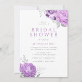 Invitation Violet Lavande Violet Fête des mariées florale (Devant)
