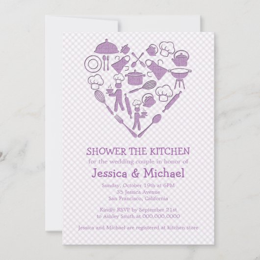 Invitation Violet Lilac Mariage Couple Douche | Cuisine (Devant)