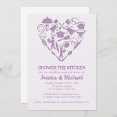 Invitation Violet Lilac Mariage Couple Douche | Cuisine (Devant / Derrière)