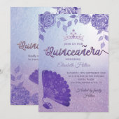 Invitation Violet Lilac rose bracelet romantique à main Quinc (Devant / Derrière)