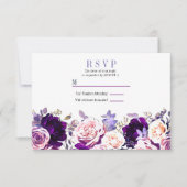 Invitation Violet Lilac & Rose Rose Floral Blanc Mariage RSVP (Devant)