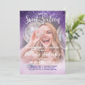 Invitation Violet Lilac Triple Parties scintillant Ombre Phot (Debout devant)