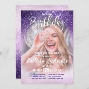 Invitation Violet Lilac Triple Parties scintillant Ombre Phot
