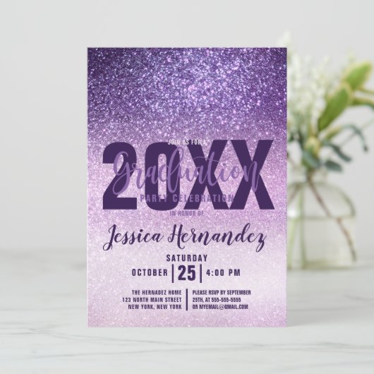 Invitation Violet Lilac violet triple Parties scintillant Gra (Debout devant)