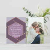 Invitation Violet Lilas Violet Or Rose Hexagone Enregistrer l (Debout devant)