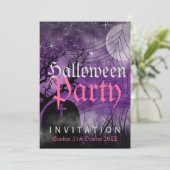 Invitation Violet Lune d'Halloween et Toile d'Arai (Debout devant)